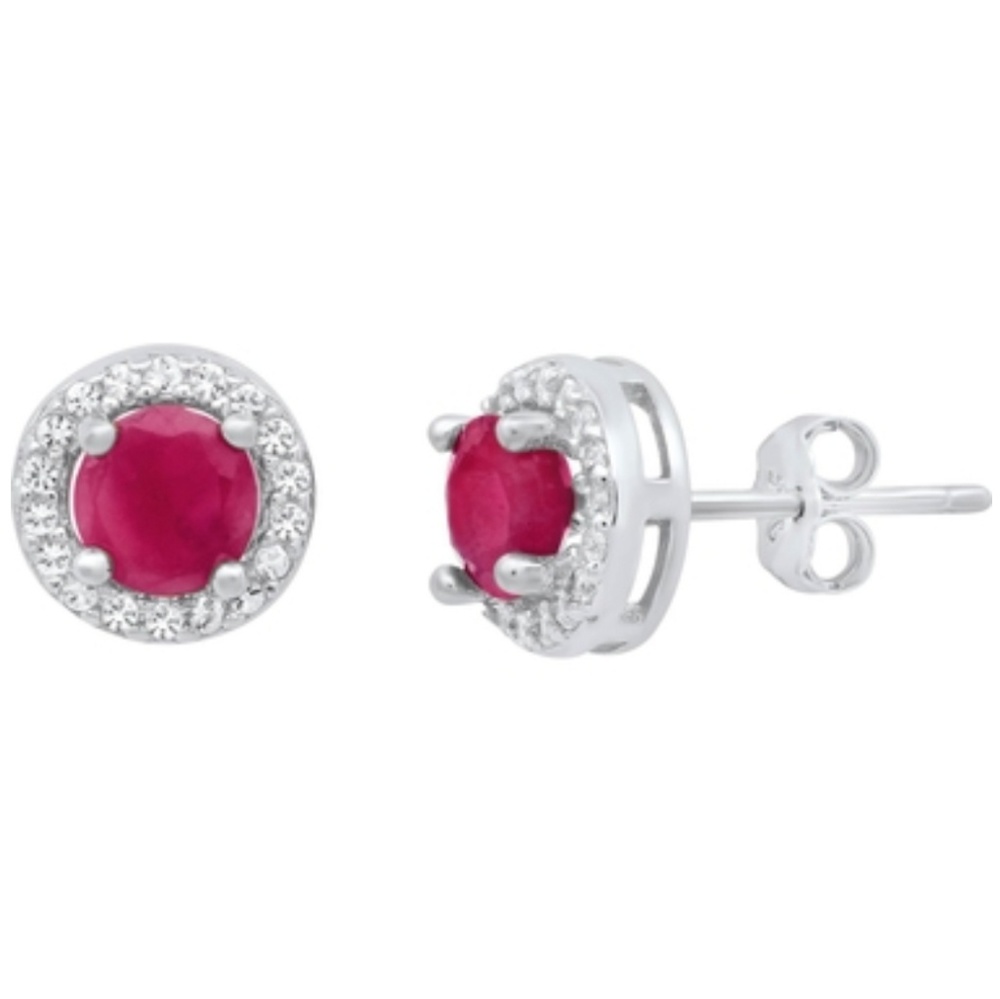 Genuine Ruby and White Topaz Sterling Silver